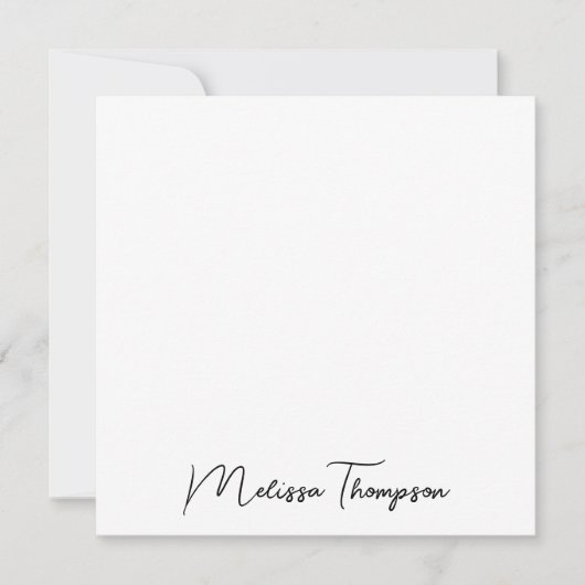 ミニマルパーソナライズされたモダンリストのスクリプト ノートカード (正面)