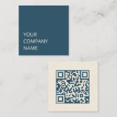 ミニマルパーソナライズされたモダン青カスタムのQRコード スクエア名刺 (正面/裏面)
