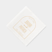 ミニマルパーソナライズされたラストアー名&日結婚付 箔ナプキン (右)