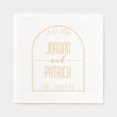 ミニマルパーソナライズされたラストアー名&日結婚付 箔ナプキン (正面)