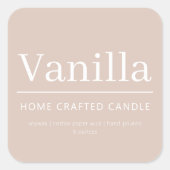 ミニマルパーソナライズされたラストキャンドルラベルシール スクエアシール (正面)