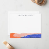 ミニマルパーソナライズされたラッシュストロークオレンジブルー ノートカード (正面/裏面インサイチュ)