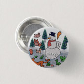 ミニマルパーソナライズされたリストのスノーウィー・フレンズの冒険 缶バッジ (正面&裏面)