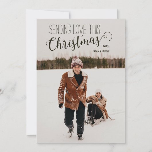 ミニマルパーソナライズされたリストのメリークリスマスカード シーズンカード (正面)