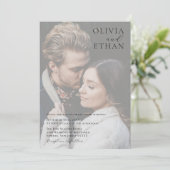 ミニマルパーソナライズされたリストオーバーレイ結婚フォト 招待状 (スタンド正面)
