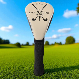 ミニマルパーソナライズされたリストゴルフモノグラムベージュ ゴルフヘッドカバー