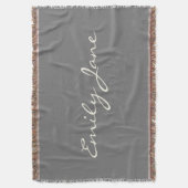 ミニマルパーソナライズされたリストスクリプト名グレーデコール スローブランケット (正面縦)