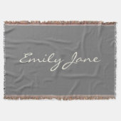 ミニマルパーソナライズされたリストスクリプト名グレーデコール スローブランケット (正面)
