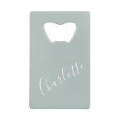 ミニマルパーソナライズされたリストスクリプト名Dusty Blue クレジットカード栓抜き (裏面)