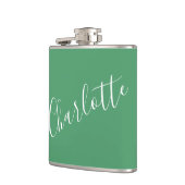 ミニマルパーソナライズされたリストネームKelly Green フラスク (左)