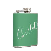 ミニマルパーソナライズされたリストネームKelly Green フラスク (右)
