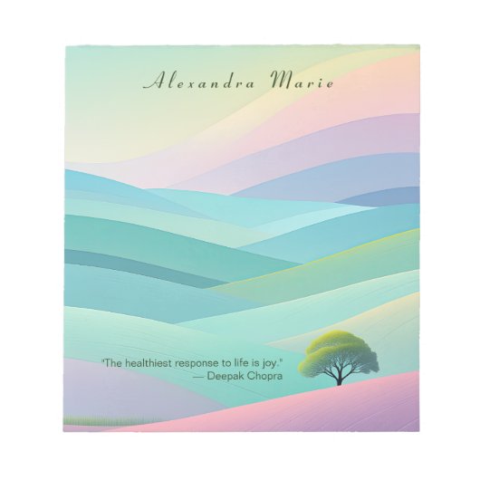 ミニマルパーソナライズされたリストパステルランドスケープメモ帳 ノートパッド (正面)