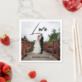 ミニマルパーソナライズされたリストフォトスクリプト名の日付昼寝 スタンダードカクテルナプキン (インサイチュ)