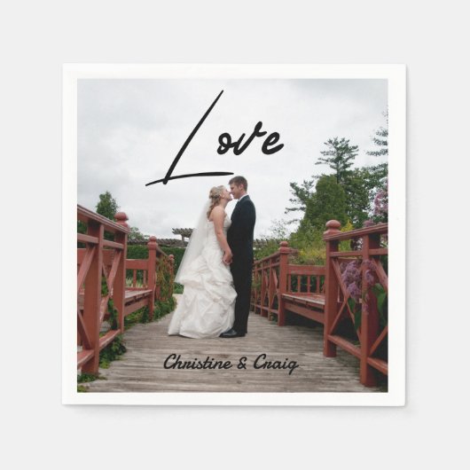 ミニマルパーソナライズされたリストフォトスクリプト名の日付昼寝 スタンダードカクテルナプキン (正面)