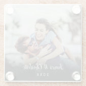 ミニマルパーソナライズされたリストフォトスクリプト名の日付 ガラスコースター (裏面)