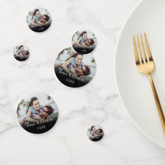 ミニマルパーソナライズされたリストフォトスクリプト名の日付 コンフェッティ (グループ)