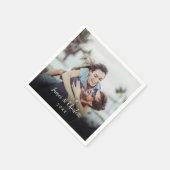 ミニマルパーソナライズされたリストフォトスクリプト名の日付 スタンダードカクテルナプキン (角)