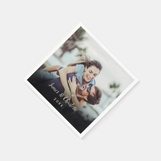 ミニマルパーソナライズされたリストフォトスクリプト名の日付 スタンダードカクテルナプキン (角)