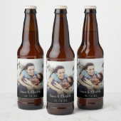 ミニマルパーソナライズされたリストフォトスクリプト名の日付 ビールラベル (ボトル)