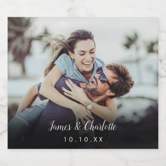 ミニマルパーソナライズされたリストフォトスクリプト名の日付 ビールラベル (シングルラベル)