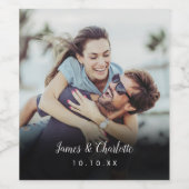 ミニマルパーソナライズされたリストフォトスクリプト名の日付 ワインラベル (シングルラベル)