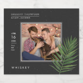 ミニマルパーソナライズされたリストブラックトロピカルパーム写真 リキュールボトルラベル (シングルラベル)