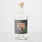 ミニマルパーソナライズされたリストブラックトロピカルパーム写真 リキュールボトルラベル (正面)