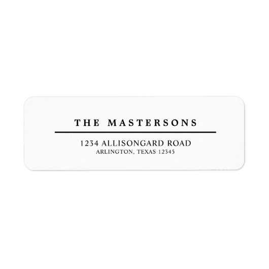 ミニマルパーソナライズされたリストブラック&ホワイトリターン ラベル (正面)