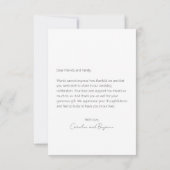 ミニマルパーソナライズされたリストメッセージシック結婚写真 サンキューカード (裏面)