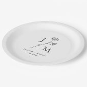 ミニマルパーソナライズされたリストモノグラム紙プレート ペーパープレート (アングル)