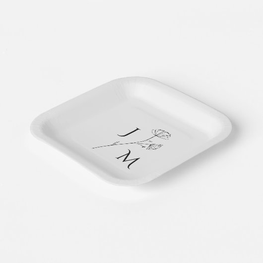 ミニマルパーソナライズされたリストモノグラム紙プレート ペーパープレート (傾斜あり)