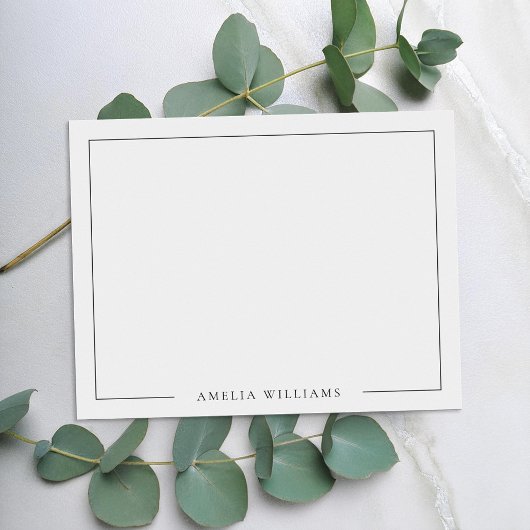 ミニマルパーソナライズされたリストモノグラム縁ど名 ノートカード