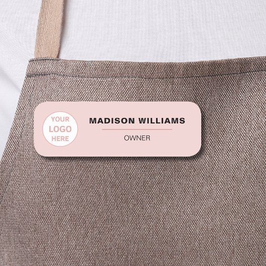 ミニマルパーソナライズされたリストロゴ赤面ピンク 名札