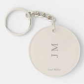 ミニマルパーソナライズされたリスト名とイニシャル キーホルダー (正面)