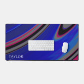 ミニマルパーソナライズされたリスト抽象芸術ブルーフラクタル デスクマット (キーボード&マウス)