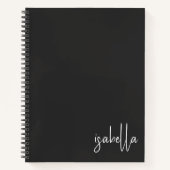 ミニマルパーソナライズされたリスト白黒スクリプト名 ノートブック (正面)
