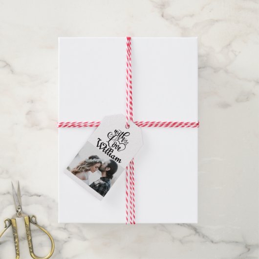 ミニマルパーソナライズされた主義の写真展 ギフトタグ (より糸付き)