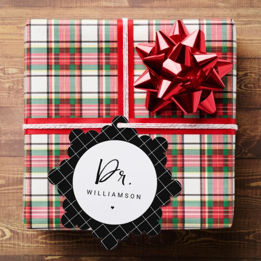 ミニマルパーソナライズされた主義の医師の名前 オーナメントカード (インサイチュ (ギフト))