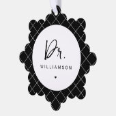 ミニマルパーソナライズされた主義の医師の名前 オーナメントカード (左)