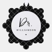 ミニマルパーソナライズされた主義の医師の名前 オーナメントカード (裏面)