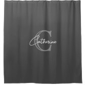 ミニマルパーソナライズされた主義ダークグレーモノグラム シャワーカーテン (正面)