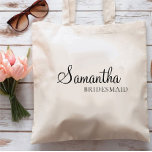 ミニマルパーソナライズされた嫁カスタマイズ婦 トートバッグ<br><div class="desc">Bridesmaid Canvas Tote Bagパーソナライズされた、Brideshidのカスタマイズバッグ、の歓迎バッグ結婚、Bridesmaid Anniversary Wedding Day、Honemoonのトートバッグ</div>