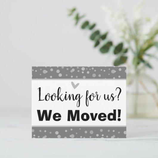 ミニマルパーソナライズされた引っ越しました ポストカード (スタンド正面)
