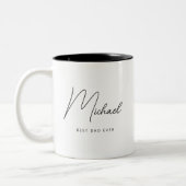 ミニマルパーソナライズされた最高のパパ ツートーンマグカップ (左)