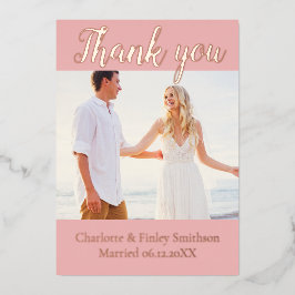 ミニマルパーソナライズされた結婚のサンキューカード 箔シーズンカード