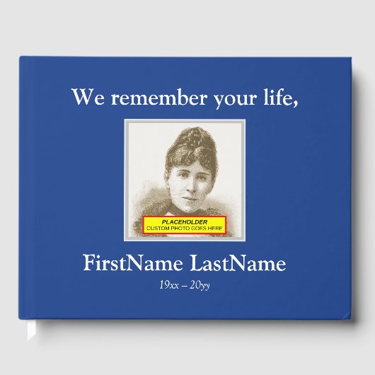 ミニマルパーソナライズされた葬式 ゲストブック (正面)