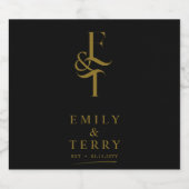 ミニマルパーソナライズされた金ゴールドシッ結婚クズモノグラム リキュールボトルラベル (シングルラベル)