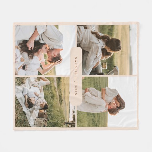 ミニマルパーソナライズされたCollage フリースブランケット (正面(横))