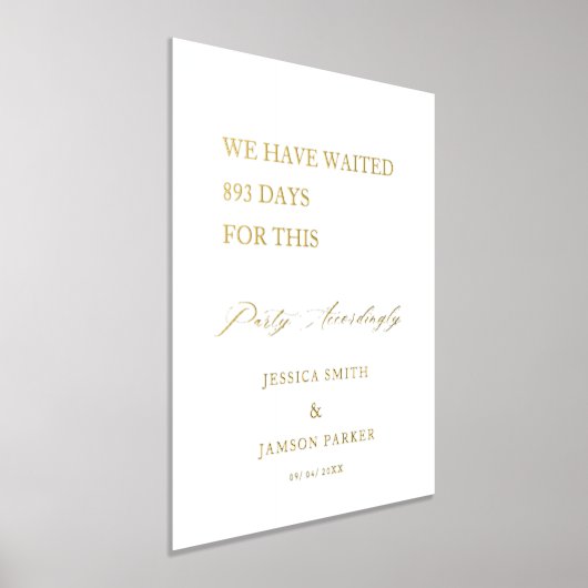 ミニマルパーティー結婚の歓迎サイン 箔ポスター (レイダウン)