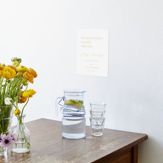 ミニマルパーティー結婚の歓迎サイン 箔ポスター (レイダウン (キッチン))